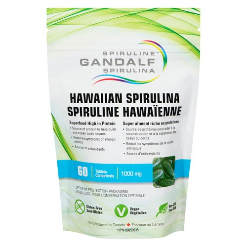 Gandalf Spirulina Pure Hawaiian Spirulina 1000 mg 60 Tablets