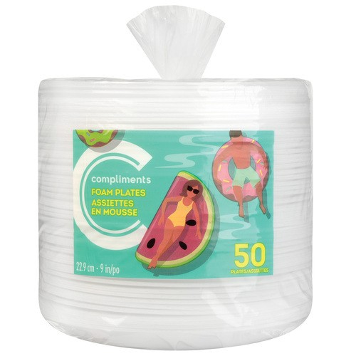 Compliments Foam Plates 9 Inch 50 Pack