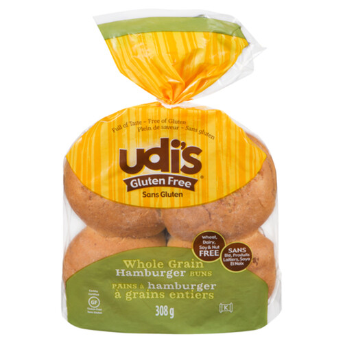 Udi's Gluten-Free Whole Grain Hamburger Buns 306 g (frozen)