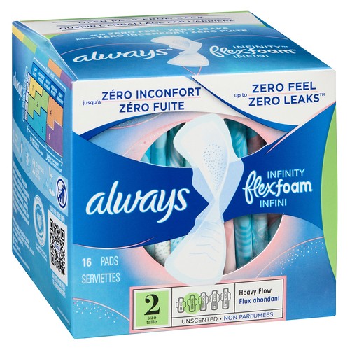 Always Infinity Pads Long Wing Unscented 16 Count