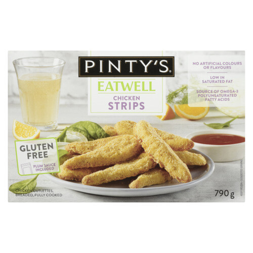 Pinty's Breast Strip Eat Well Cutlettes Breaded Fully Cooked Chicken 790 g (frozen)