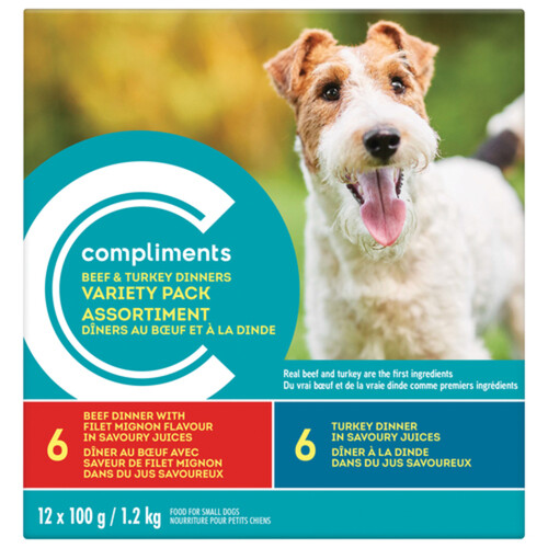 Compliments Wet Dog Food Beef & Turkey Variety Pack 12 x 100 g