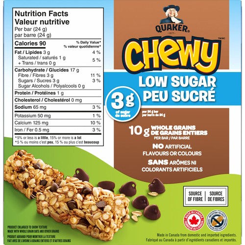 Quaker Chewy Low Sugar Granola Bars Chocolatey Chip 5 Pack 120 g