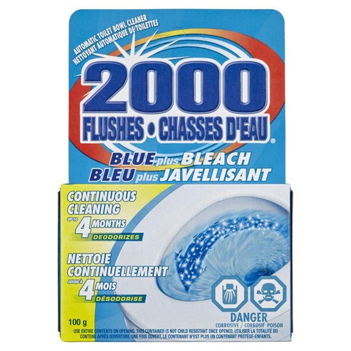 2000 Flushes Toilet Bowl Cleaners Blue Plus Bleach 100 g