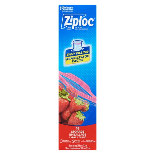 Ziploc Storage Bags With New Grip 'n Seal Technology Large 19 Bags