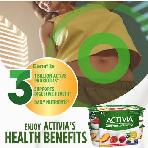 Activia Probiotic Yogurt Strawberry Blueberry Raspberry Peach 12 x 100 g
