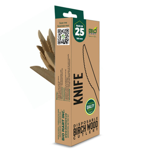 Bio Mart Birch Wood Knife 25 Pack