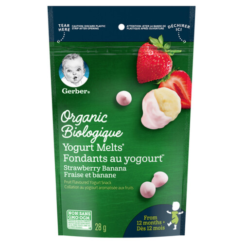 Gerber Organic Toddler Snacks Yogurt Melts Strawberry Banana 28 g
