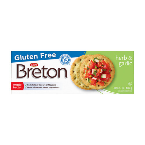 Dare Breton Gluten-Free Crackers Herb & Garlic 135 g