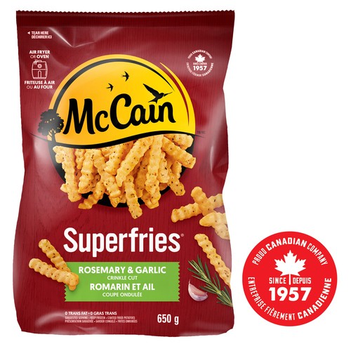 McCain Frozen Superfries Crinkle Cut Fries Rosemary & Garlic 650 g