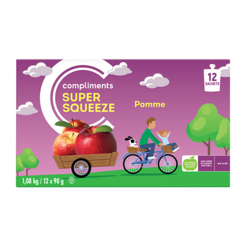 Compliments Super Squeeze Apple Snack Pouch Unsweetened 12 x 90 g