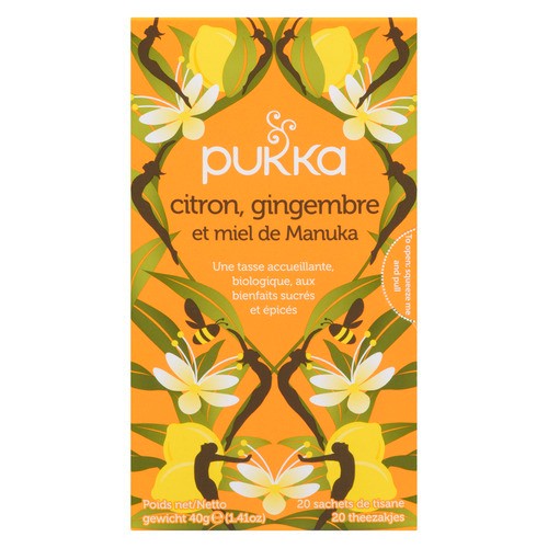 Pukka Organic Herbal Tea Lemon Ginger & Manuka Honey 20 Tea Bags