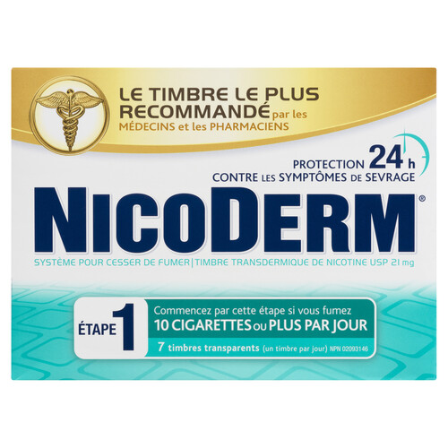 Nicoderm Step 1 Anti-Smoking Aid 21 mg 7 Clear Patches 