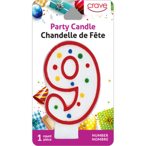 Crave Party Candle Number Nine 1 Pack