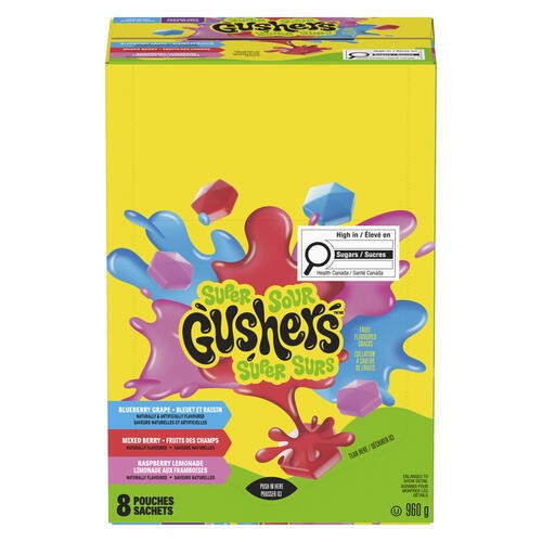 Gushers Fruit Snacks Super Sour 8 x 120 g