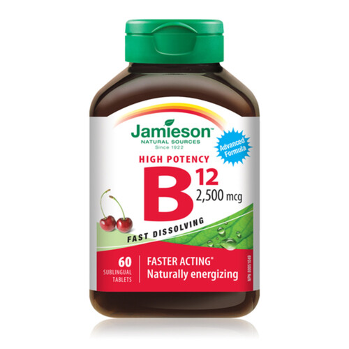 Jamieson Supplement Vitamin B12 2500 mcg Sublingual Tablets 60 Count