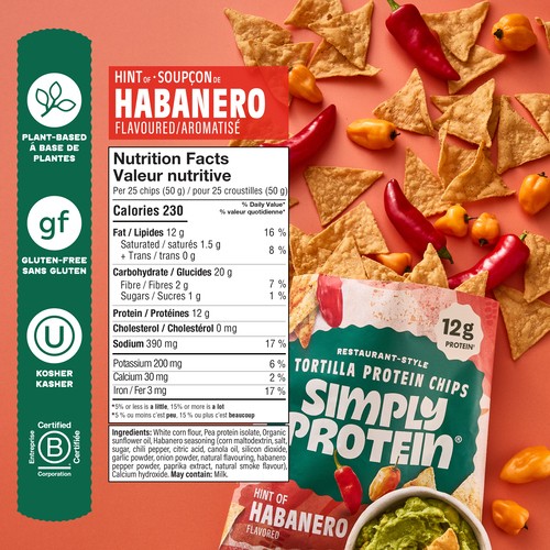 SimplyProtein Tortilla Protein Chips Hint Of Habanero 130 g