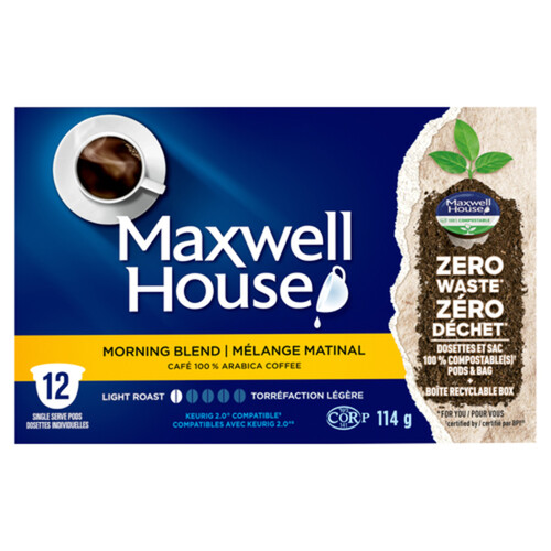 Maxwell House 100% Compostable Coffee Pods Morning Blend 12 Pods 114 g