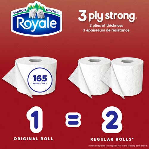 Royale Toilet Paper Strong 3-Ply 8 Rolls x 165 Sheets 