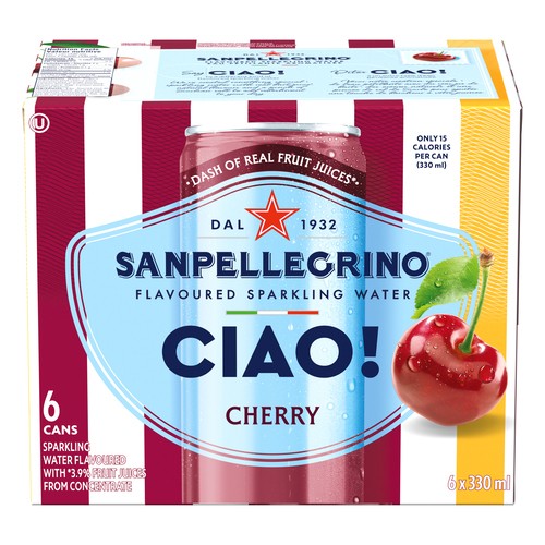 San Pellegrino CIAO! Flavoured Sparkling Water Cherry 6 x 330 ml (cans)