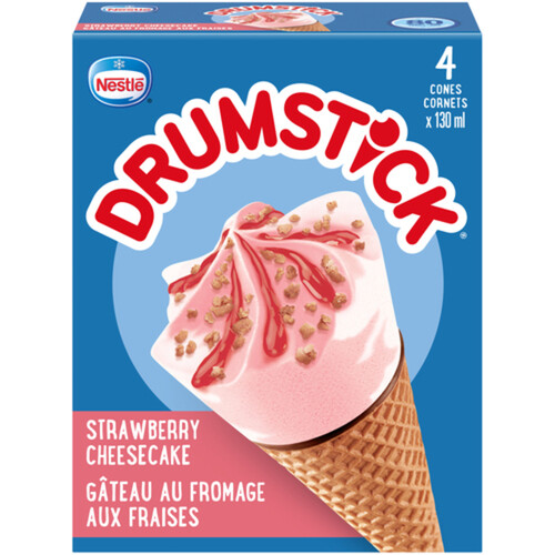 Nestlé Drumstick Frozen Strawberry Cheesecake Cones 4 x 130 ml