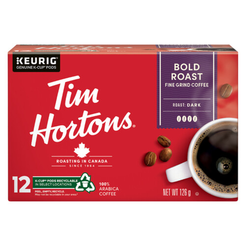 Tim Hortons Coffee Pods Bold Roast Dark 12 K-Cups 126 g