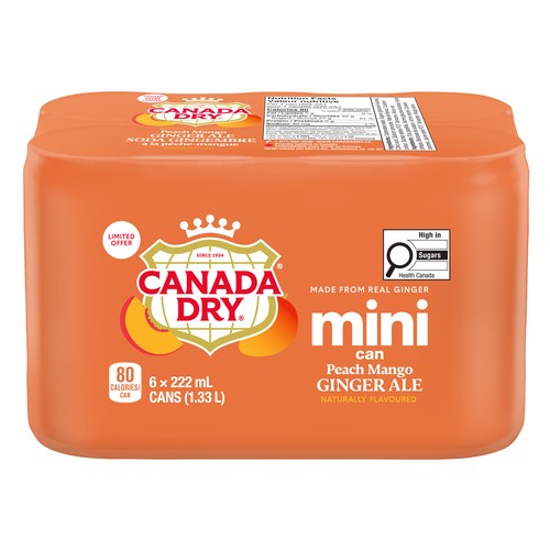 Canada Dry Ginger Ale Peach Mango 6 x 222 ml (cans)