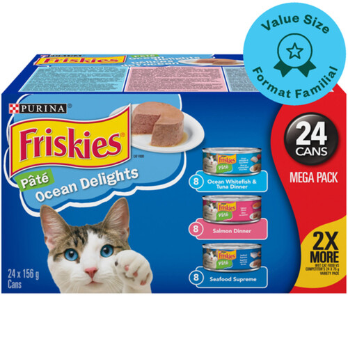 Friskies Wet Cat Food Pâté Ocean Delights Variety Pack 24 x 156 g