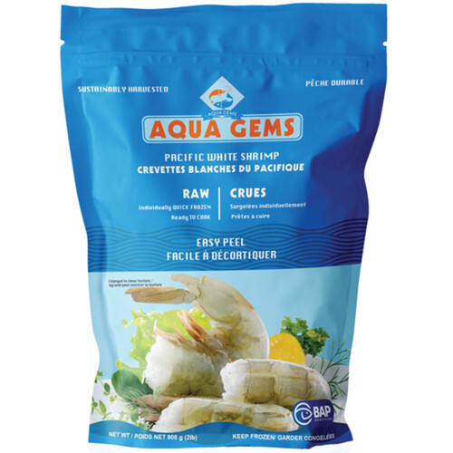 Aqua Gems Frozen Shrimp Raw Easy Peel 16/20 Count 454 g