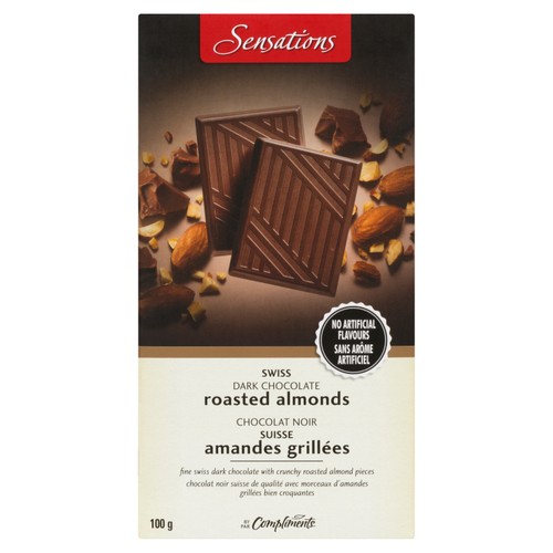 Sensations Swiss Dark Chocolate Bar Roasted Almonds 100 g