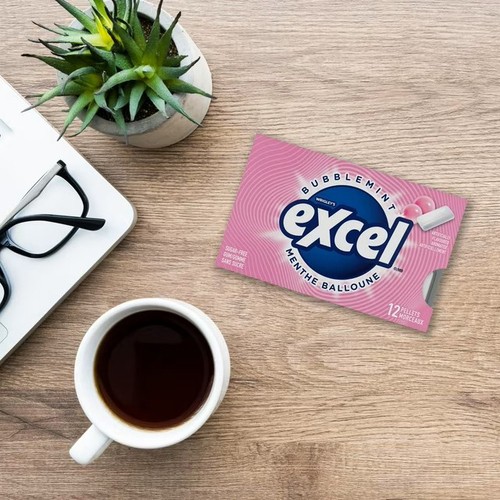 Excel Sugar Free Chewing Gum Bubblemint Flavoured Pack of 12 Pieces 1 EA