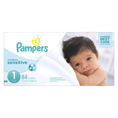Pampers Diapers Swaddlers Sensitive Super Pack Size 1 84 Count