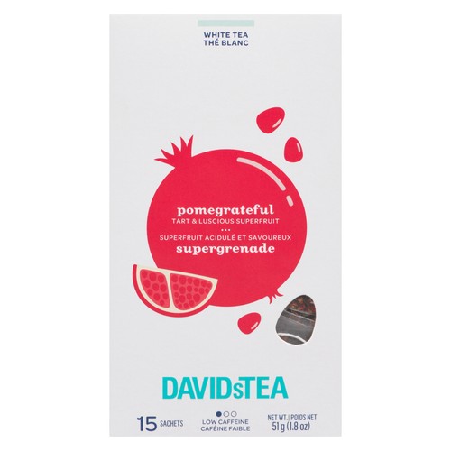 DAVIDsTEA White Tea Pomegrateful 15 Sachets 