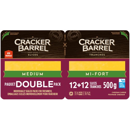 Cracker Barrel Cheese Slices Medium Cheddar 500 g