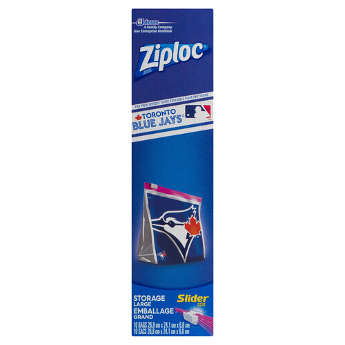 Ziploc Slider Storage Bags Large Toronto Blue Jays 10 Bags