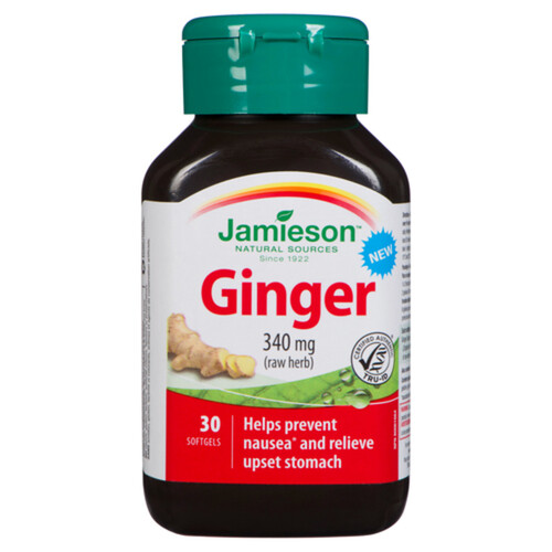 Jamieson Ginger Raw Herb 340 mg Softgels 30 Count