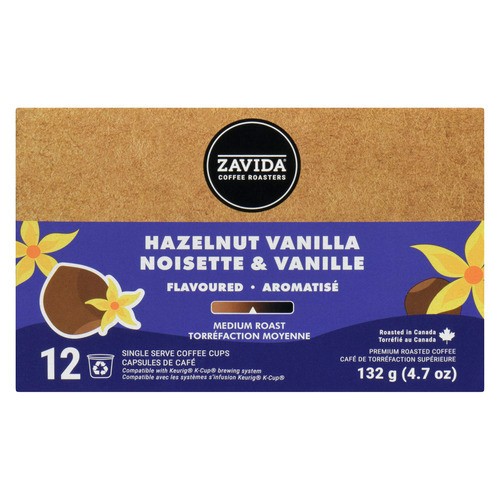 Zavida Coffee Pods Medium Roast Hazelnut Vanilla 12 Single Serve 132 g