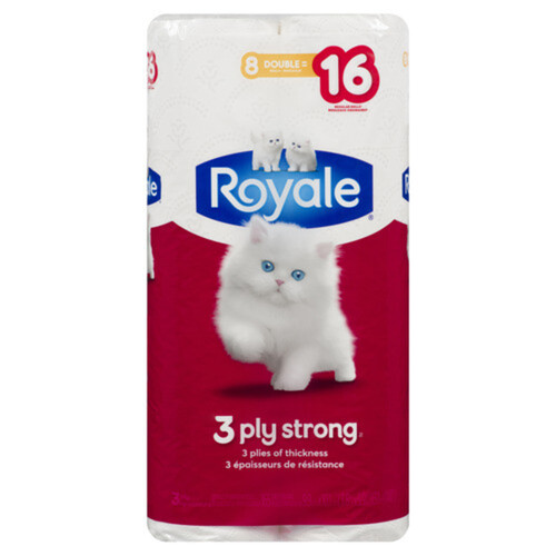 Royale 3 Ply Strong Toilet Paper 8 Equal 16 Rolls 165 Sheets