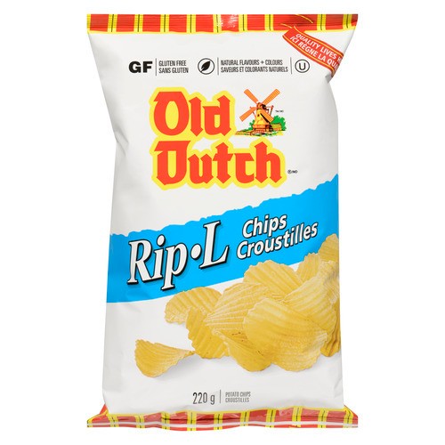 Old Dutch Rip-L Potato Chips Plain 220 g