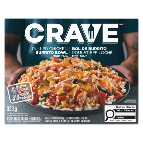 Crave Frozen Burrito Bowl Pulled Chicken 320 g
