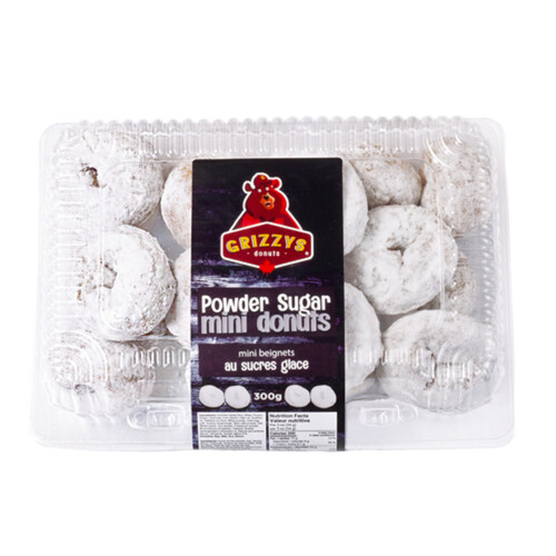 Grizzys Mini Donuts Powder Sugar 300 g (frozen)