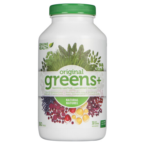 Genuine Health Greens+ Original Nourishing Superfood Natural Capsules 360 Count