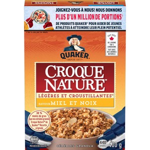 Quaker Céréales croque nature légères et croustillantes miel et noix 400 g