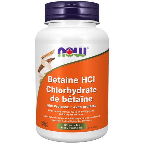 Now Betaine HCI Capsules 120 Count