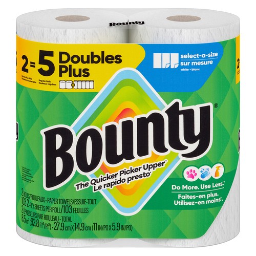 Bounty Paper Towel 2-Ply 2 Double Plus Rolls x 103 Sheets