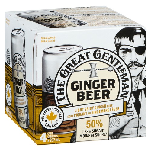 The Great Gentleman Soda Ginger Beer Light Spicy 4 x 237 ml (cans)
