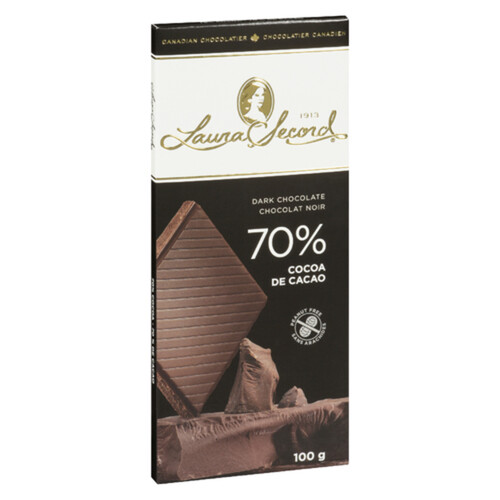 Barre de chocolat noir 70% Laura secord 40g