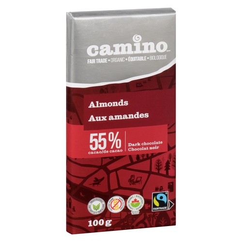 Camino Organic Dark Chocolate Bar Almonds Cacao 100 g