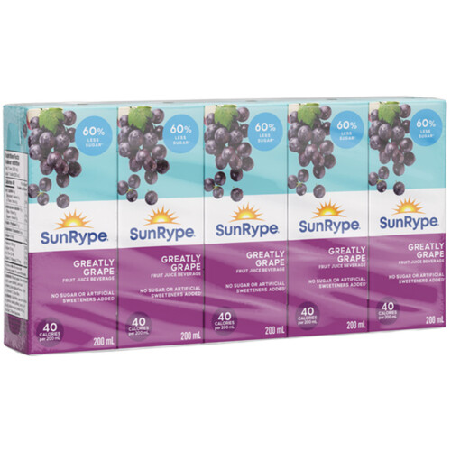 SunRype Juice Greatly Grape Boxes 5 x 200 ml