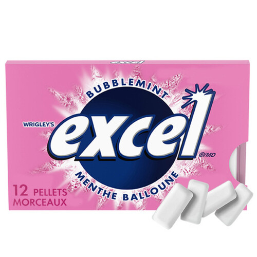 Excel Sugar-Free Chewing Gum Bubblemint 12 Pieces 1 Pack